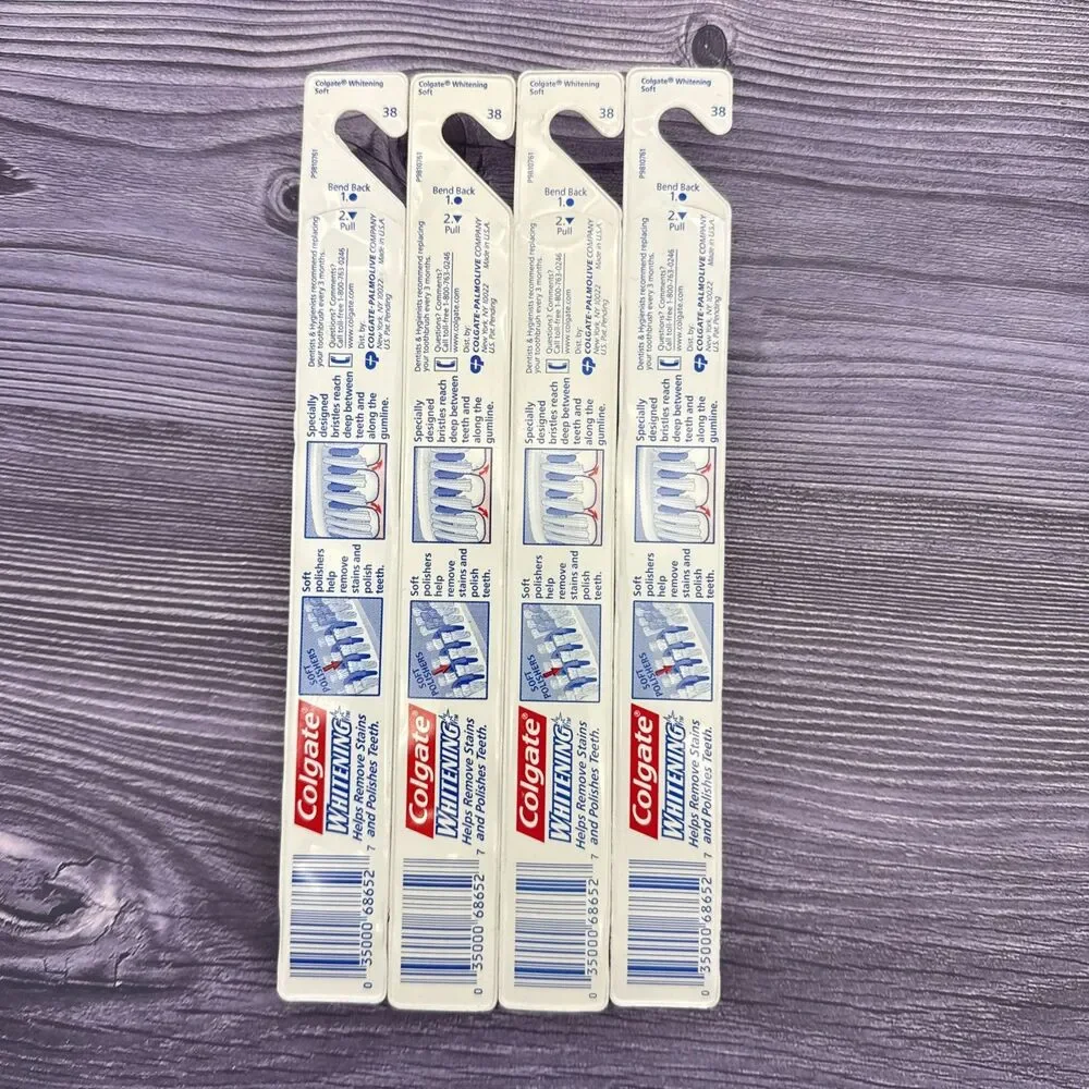 4 VTG Colgate Whitening Toothbrush Soft FULL Head (38) with Polishing Insert